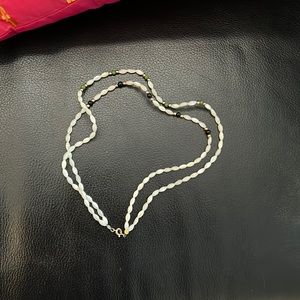 Double cultured pearls and onyx two strand necklace